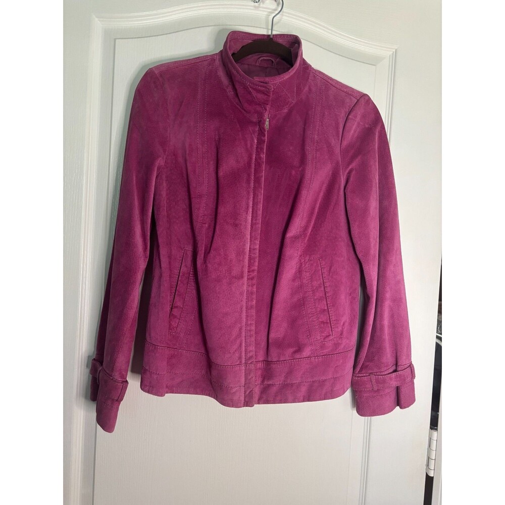 Alfani Vintage Pink Suede Leather Womens Motorcycle Biker Jacket - Size Small